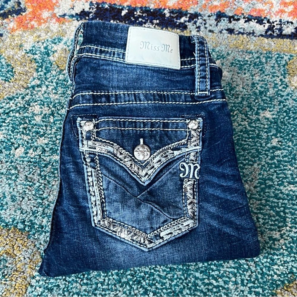 Miss Me Rhinestone Curvy Bootcut Jeans
